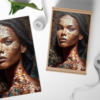 Dřevěné puzzle Žena v mozaice