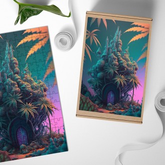 Dřevěné puzzle Zelený dům