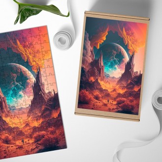 Dřevěné puzzle Kolize planet 5