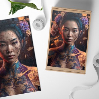 Dřevěné puzzle Japonská Gejša 2