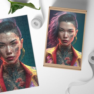 Dřevěné puzzle Punková dívka