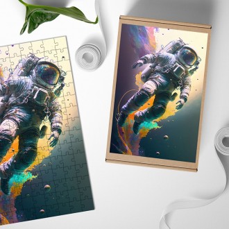 Dřevěné puzzle Letící astronaut