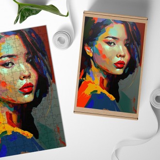 Dřevěné puzzle Moderní umění - Japonská žena