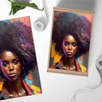 Dřevěné puzzle Moderní umění - Afro americká žena 2