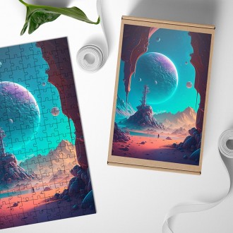 Dřevěné puzzle Fantastická vesmírná krajina 6
