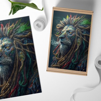 Dřevěné puzzle Rastafariánský lev 2