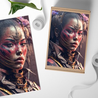 Dřevěné puzzle Dívka samuraj