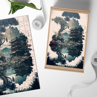 Dřevěné puzzle Japonské dioráma 4