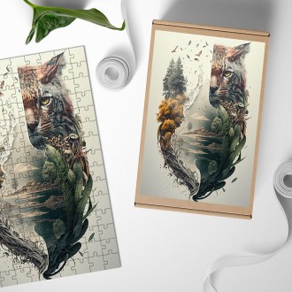Dřevěné puzzle Rys ve svém prostředí