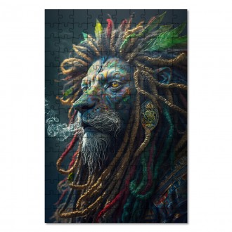 Dřevěné puzzle Rastafariánský lev 2