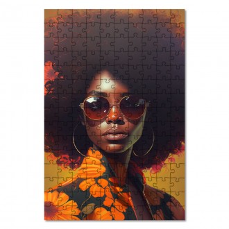 Dřevěné puzzle Módní portrét - sluneční brýle