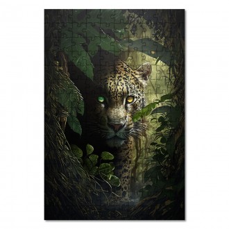 Dřevěné puzzle Jaguár v džungli