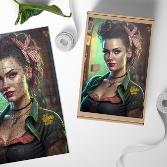 Dřevěné puzzle Dívka z plakátu