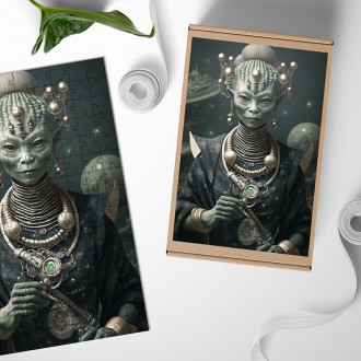 Dřevěné puzzle Mimozemská cestovatelka 2