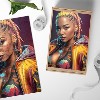 Dřevěné puzzle Hip hopová dívka 2