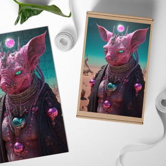 Dřevěné puzzle Mimozemská rasa - Prase