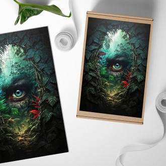Dřevěné puzzle Oko džungle