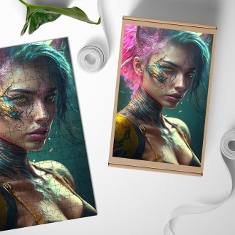 Dřevěné puzzle Dívka démon