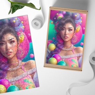 Dřevěné puzzle Kpop dívka