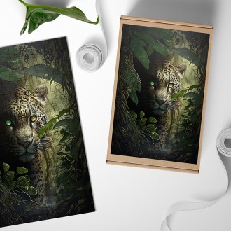 Dřevěné puzzle Jaguár v džungli