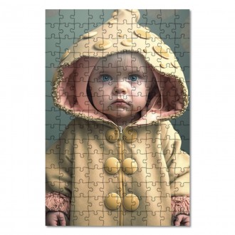 Dřevěné puzzle Móda - dítě houba muchomůrka