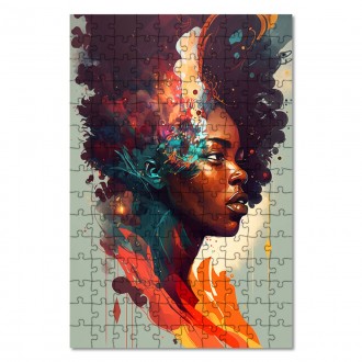 Dřevěné puzzle Moderní umění - Ženská tvář v barvě