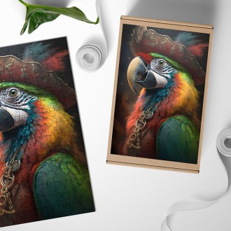 Dřevěné puzzle Papoušek pirát 2