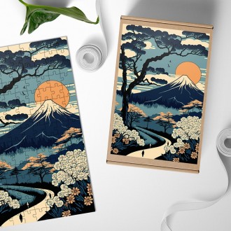 Dřevěné puzzle Slunce nad Fuji 2