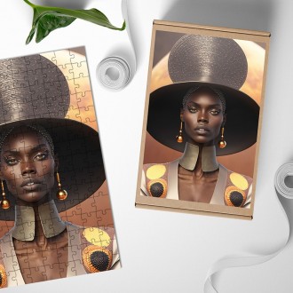 Dřevěné puzzle Modelka v klobouku 3