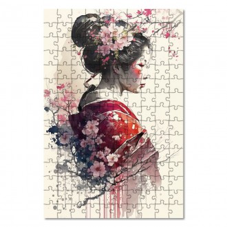 Dřevěné puzzle Japonská dívka se sakurami 2