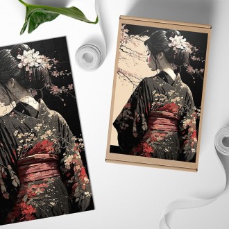 Dřevěné puzzle Japonská dívka v kimonu 2
