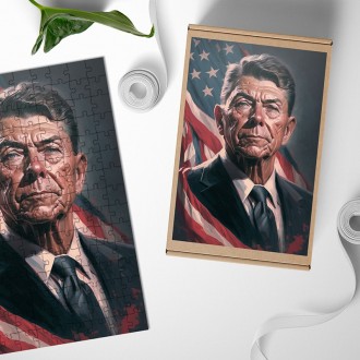 Dřevěné puzzle Prezident USA Ronald Regan