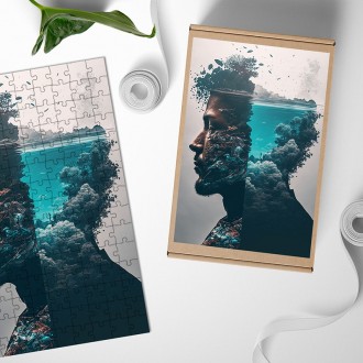 Dřevěné puzzle Myšlenkami u moře