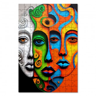 Dřevěné puzzle Moderní umění - tři tváře
