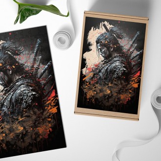 Dřevěné puzzle Japonský samuraj