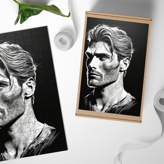 Dřevěné puzzle Malba tužkou - muž 1