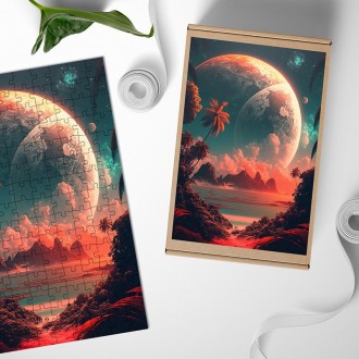 Dřevěné puzzle Vesmírná příroda - tropický ostrov