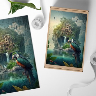 Dřevěné puzzle Dům v ráji