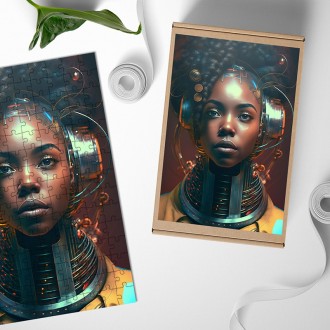 Dřevěné puzzle Fantasy vesmírná dívka 2