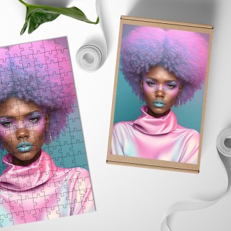 Dřevěné puzzle Fialové afro