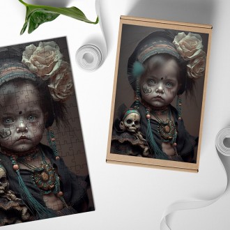 Dřevěné puzzle Hororové děvčátko 1