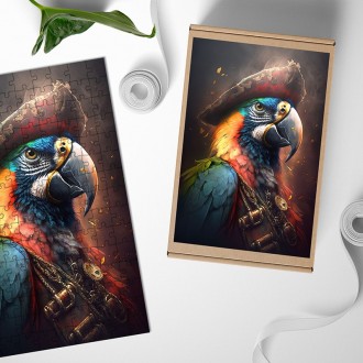 Dřevěné puzzle Papoušek pirát 1