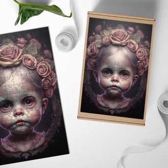 Dřevěné puzzle Hororové dítě