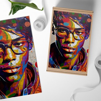 Dřevěné puzzle Moderní umění - Barevný portrét
