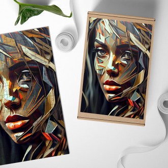 Dřevěné puzzle Olejomalba - Abstraktní žena