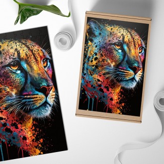 Dřevěné puzzle Gepard v barvách