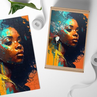 Dřevěné puzzle Moderní umění - Svůdná žena