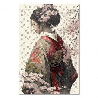 Dřevěné puzzle Japonská dívka v kimonu 1