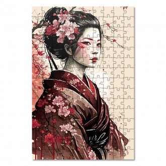 Dřevěné puzzle Japonská žena 2