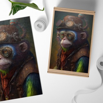 Dřevěné puzzle Steampunková opice
